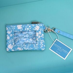 Draper James Blue Floral Zip ID Case Pouch - New